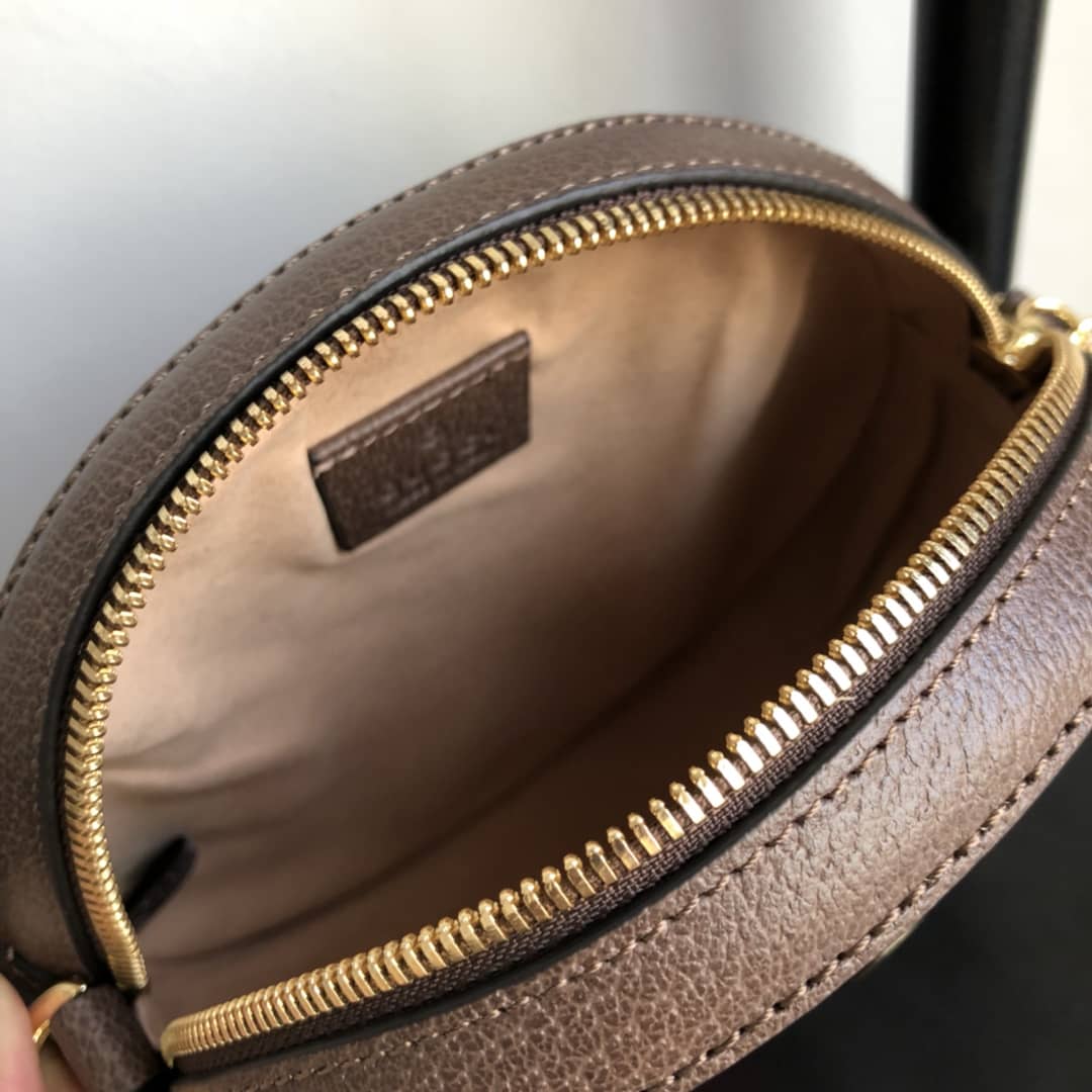 Gvc*1 Ophidia Mini Round Shoulder Bag Replica Brown 550618