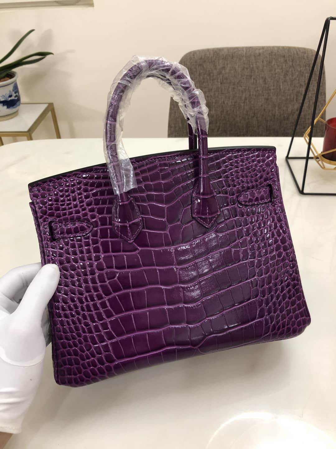 H**me5 Birkin 25CM Crocodile Shiny Replica Bag