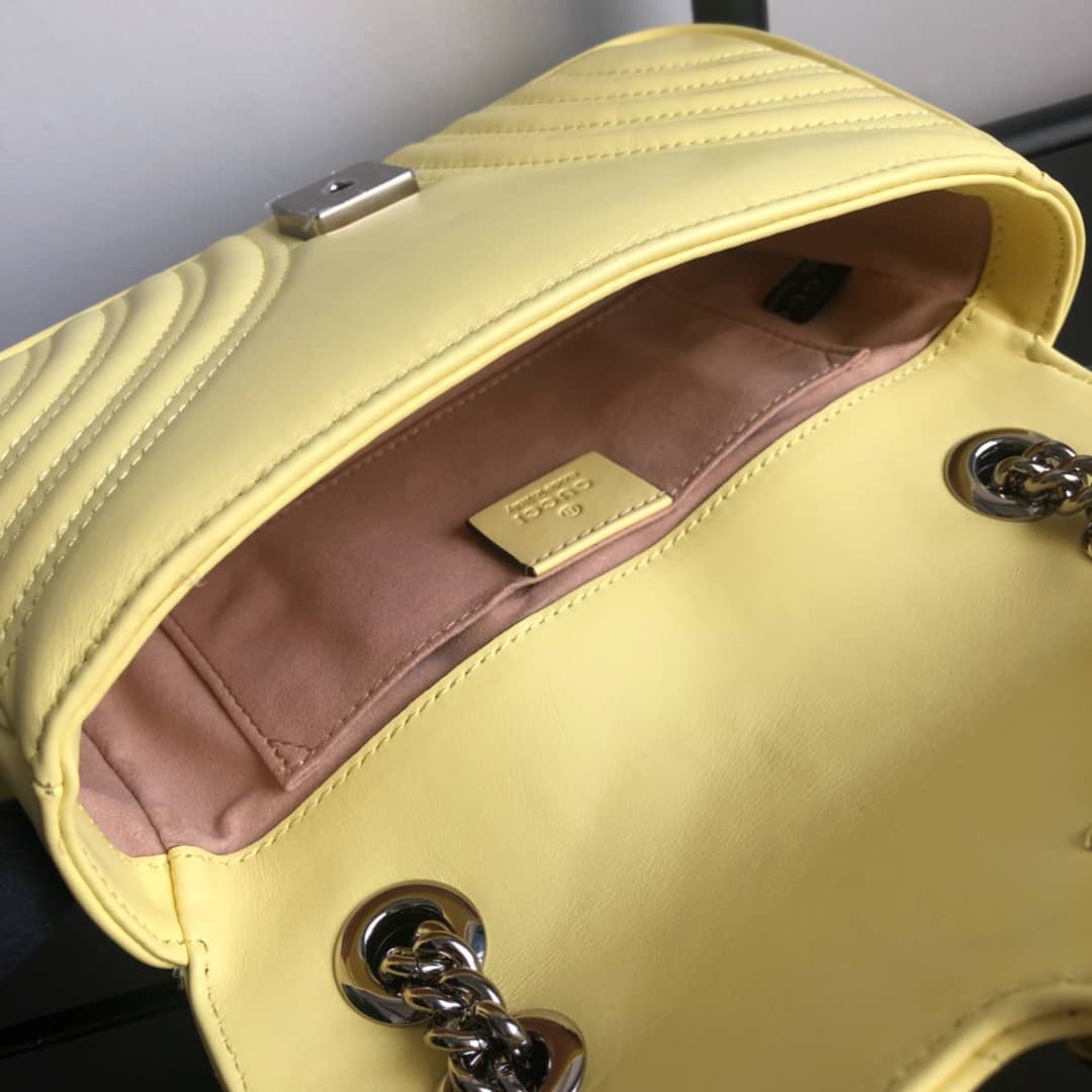 Gvc*1 GG Marmont Mini Matelasse Shoulder Bag Replica Yellow 446744
