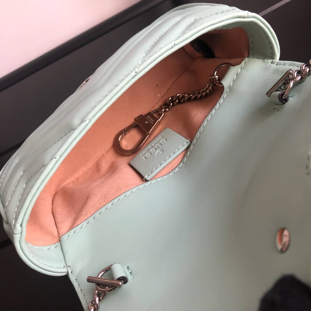 Gvc*1 GG Marmont Matelasse Leather Mini Shoulder Bag Replica Green 476433