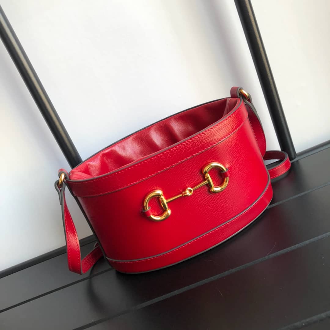 Gvc*1 1955 Horsebit Shoulder Bucket Bag Replica Red 602118
