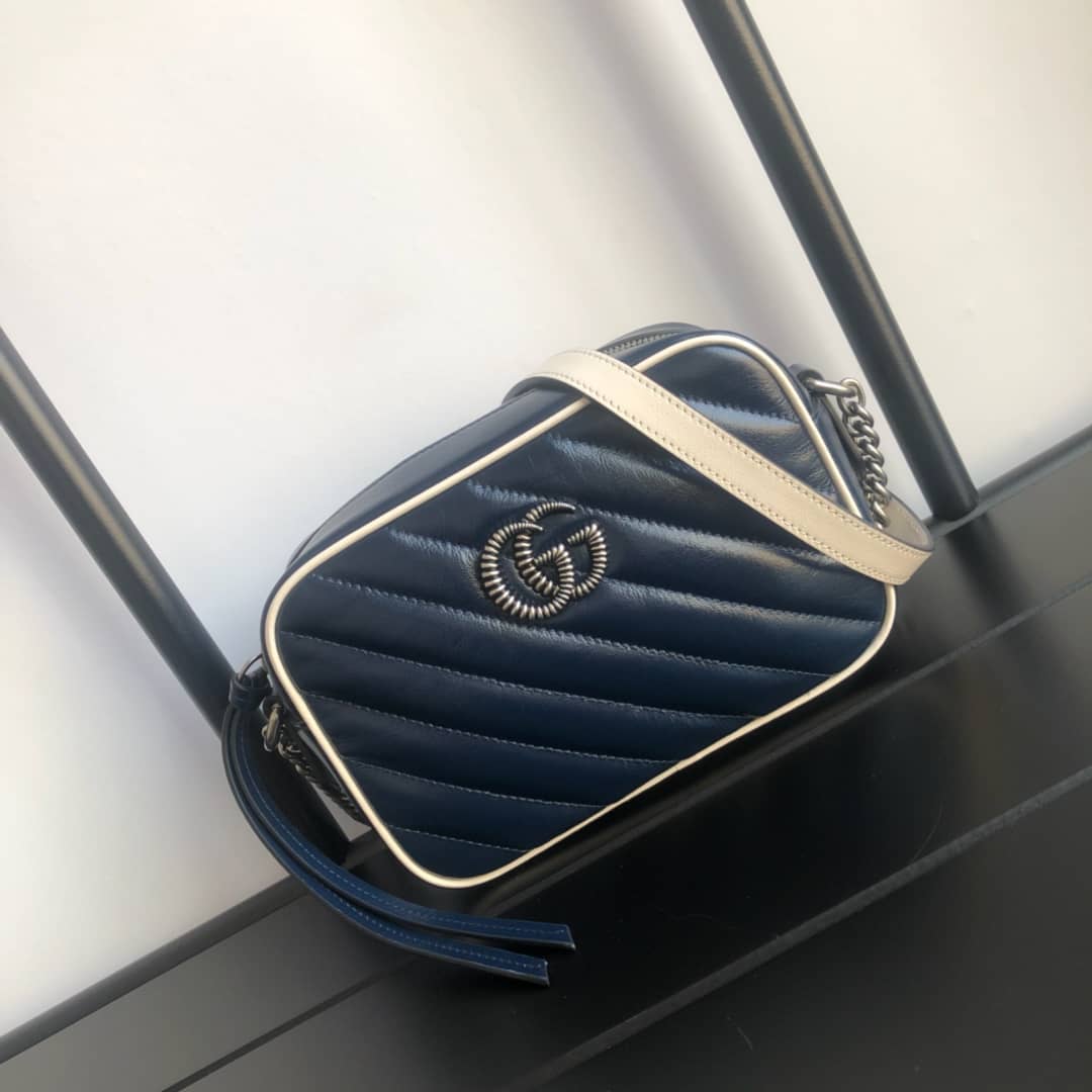 Gvc*1 GG Marmont Matelassé Mini Bag Replica Blue 448065