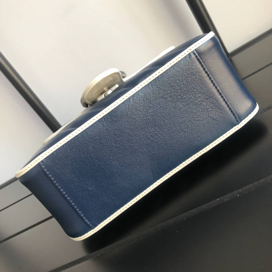 Gvc*1 GG Marmont Mini Top Handle Bag Replica Blue 583571