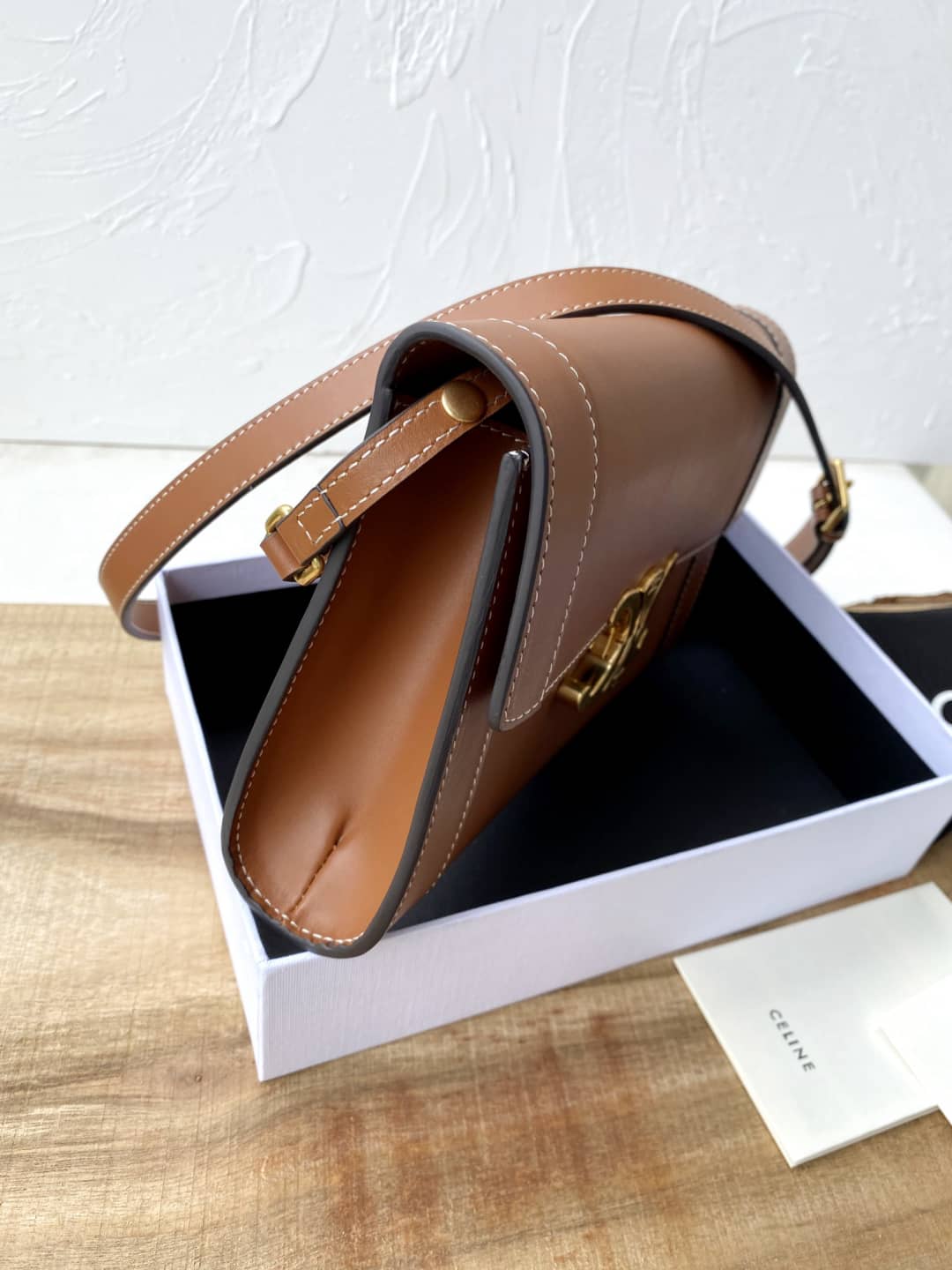 Ce1i*e Triomphe Bag Dupe Calf Leather Shoulder Strap Triomphe Replica Bag