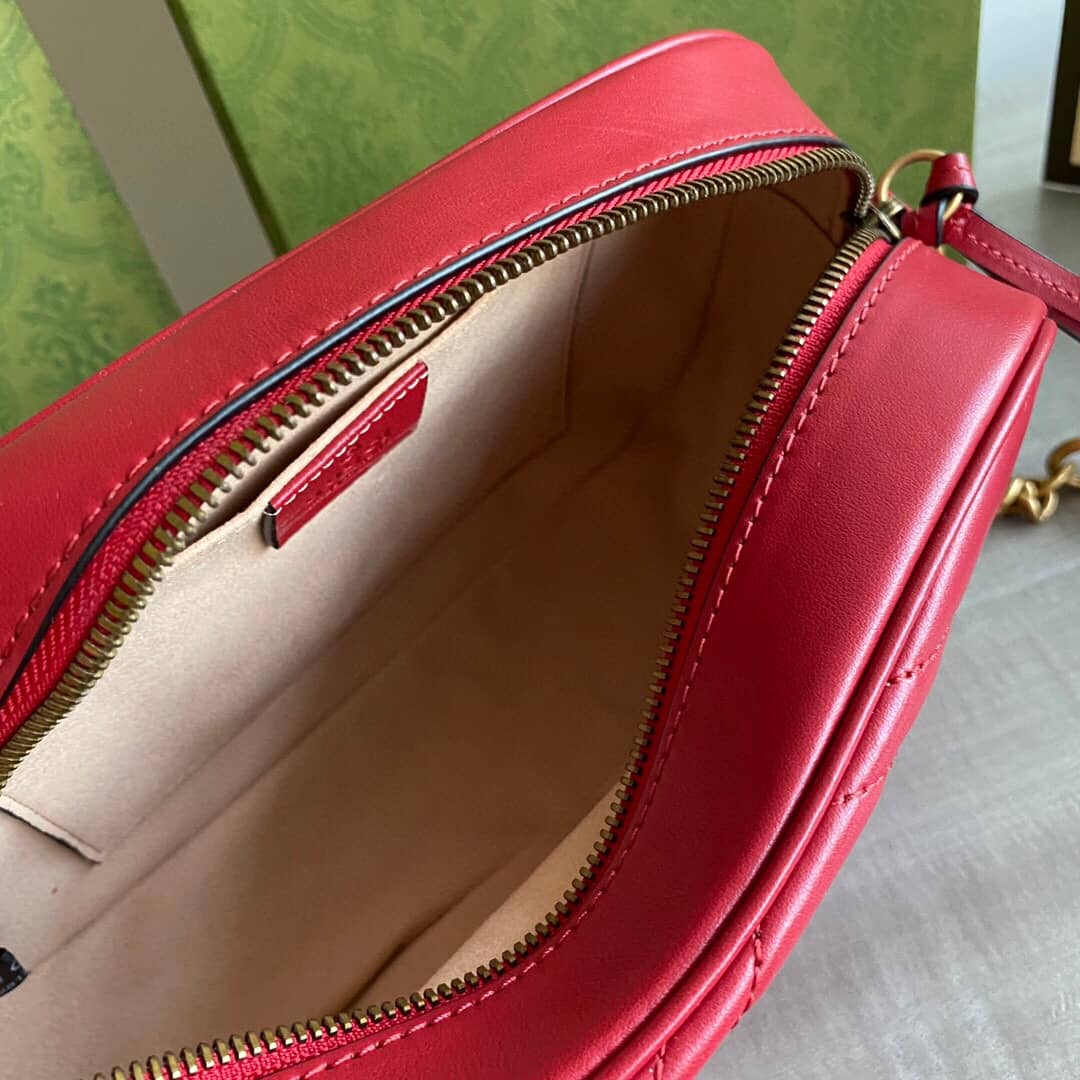 Gvc*1 GG Marmont Small Shoulder Handbag Camera Bag Replica Red 447632