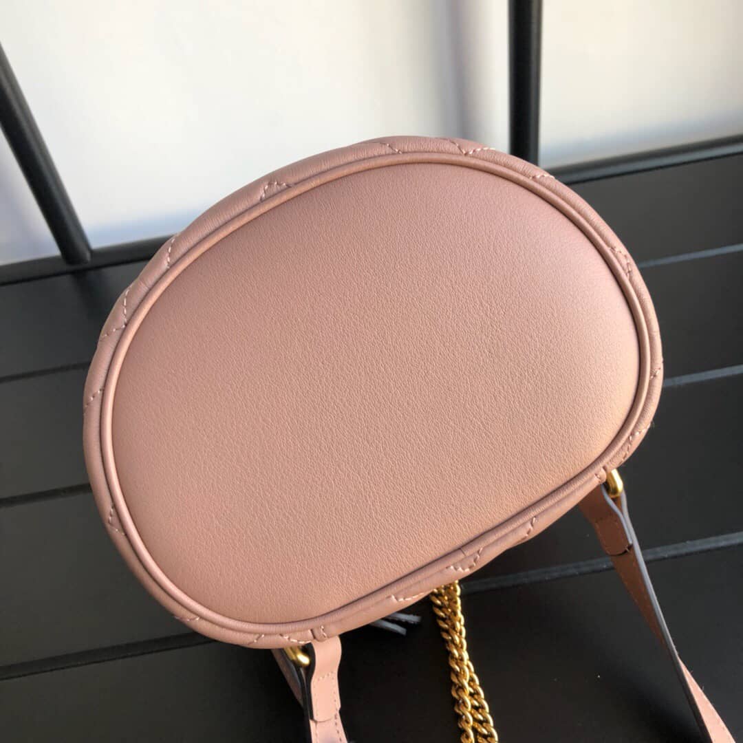 Gvc*1 GG Marmont Matelesse Mini Round Replica Backpack Pink 598594