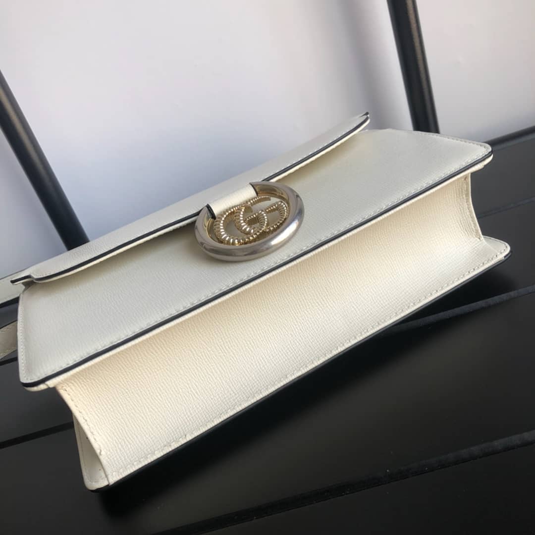 Gvc*1 GG Ring Torchon Leather Shoulder Bag Replica White 589474