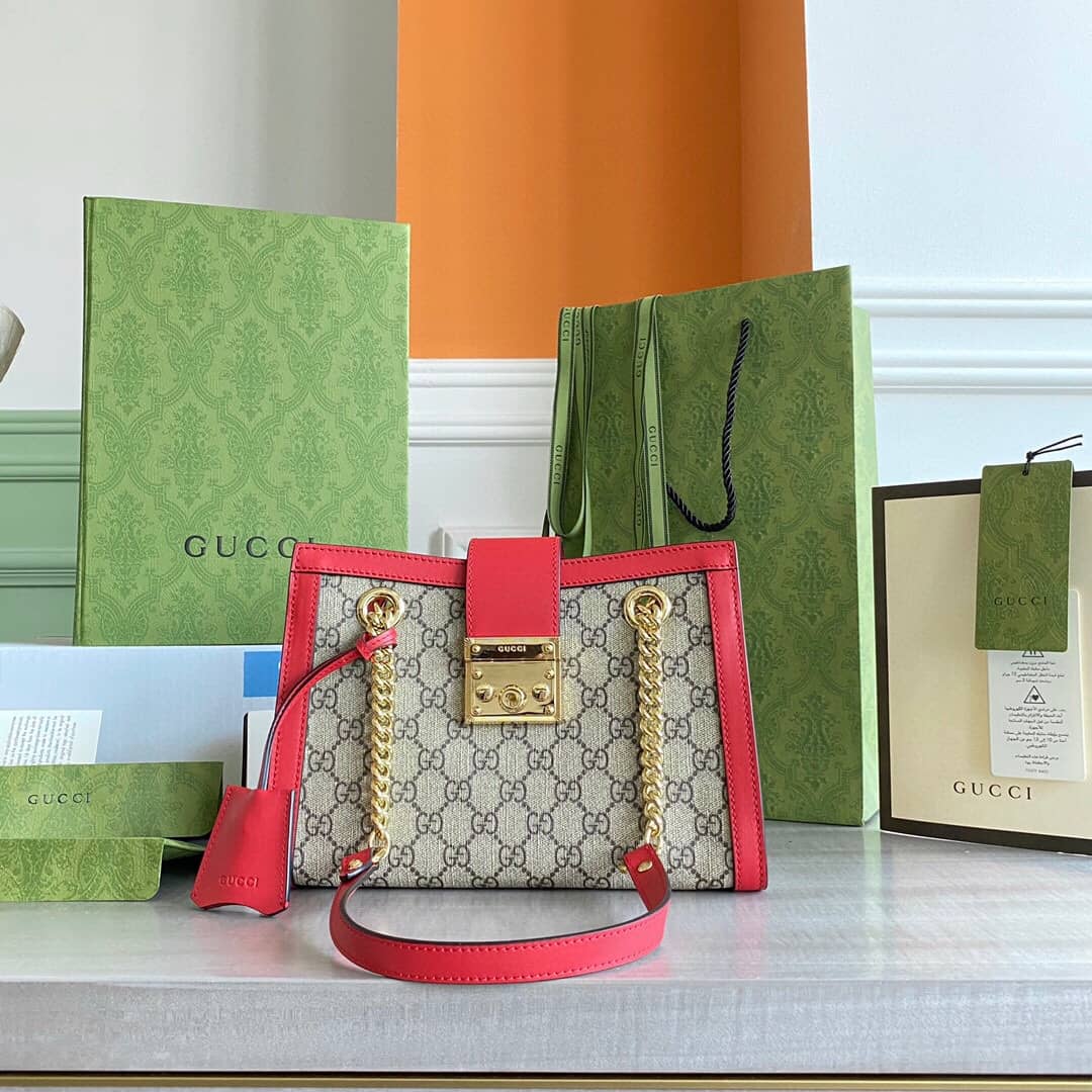 Gvc*1 Padlock Small GG Svp*me Canvas Shoulder Bag Replica Red 498156