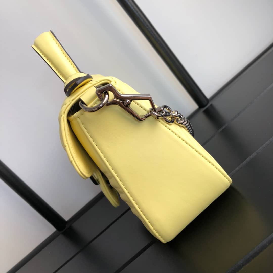 Gvc*1 GG Marmont Mini Leather Top Handle Bag Replica Yellow 547260