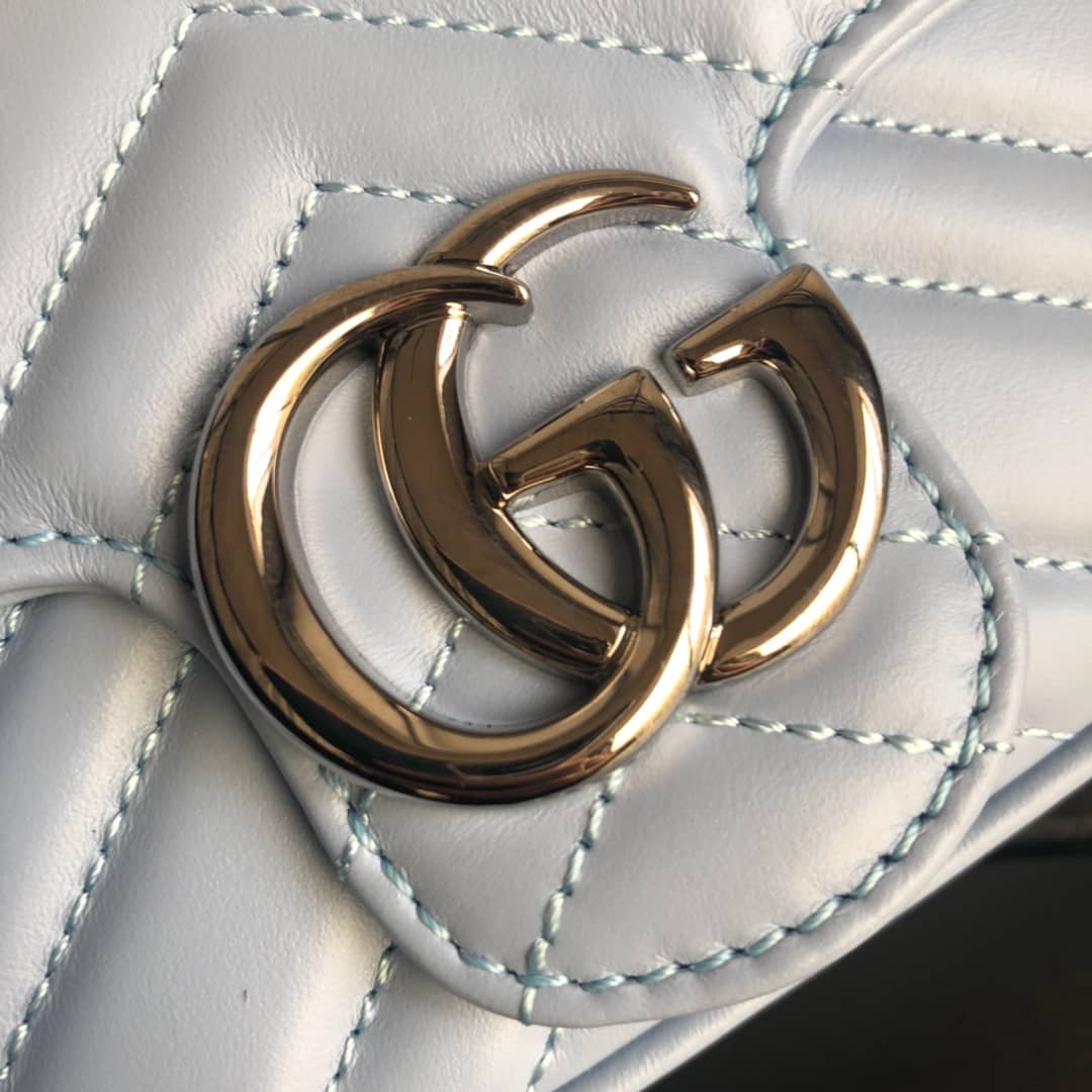 Gvc*1 GG Marmont Matelasse Leather Mini Shoulder Bag Replica Blue 476433