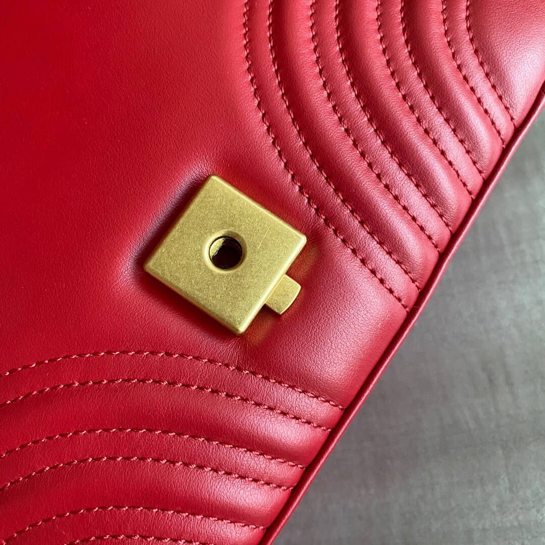 Gvc*1 GG Marmont Mini Leather Top Handle Bag Replica Red 547260