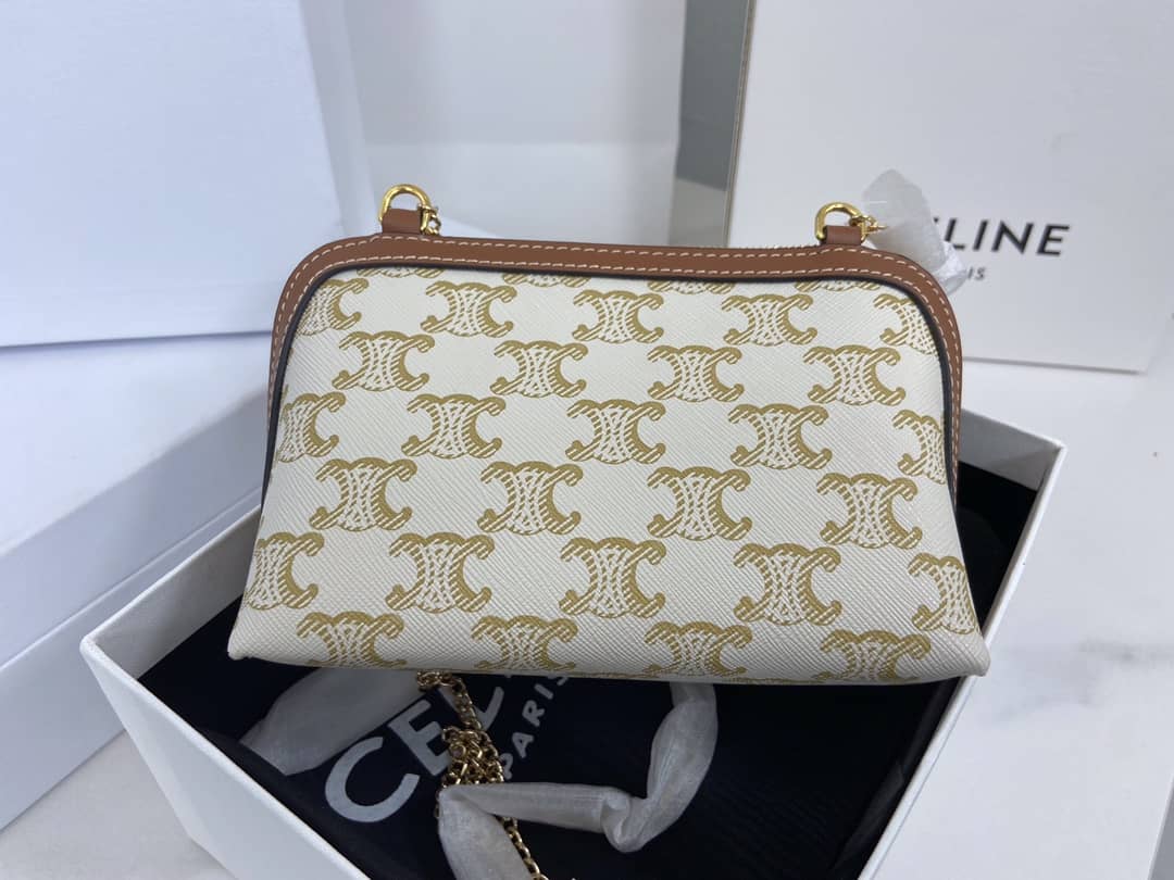 Ce1i*e Bag Dupe Triomphe Canvas Lambskin Chain Replica Clutch