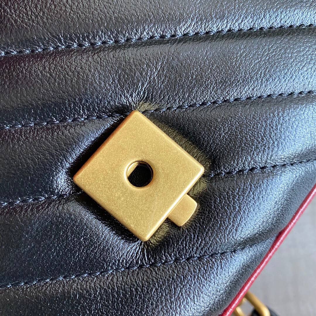 Gvc*1 GG Marmont Mini Top Handle Bag Replica Black Red 583571