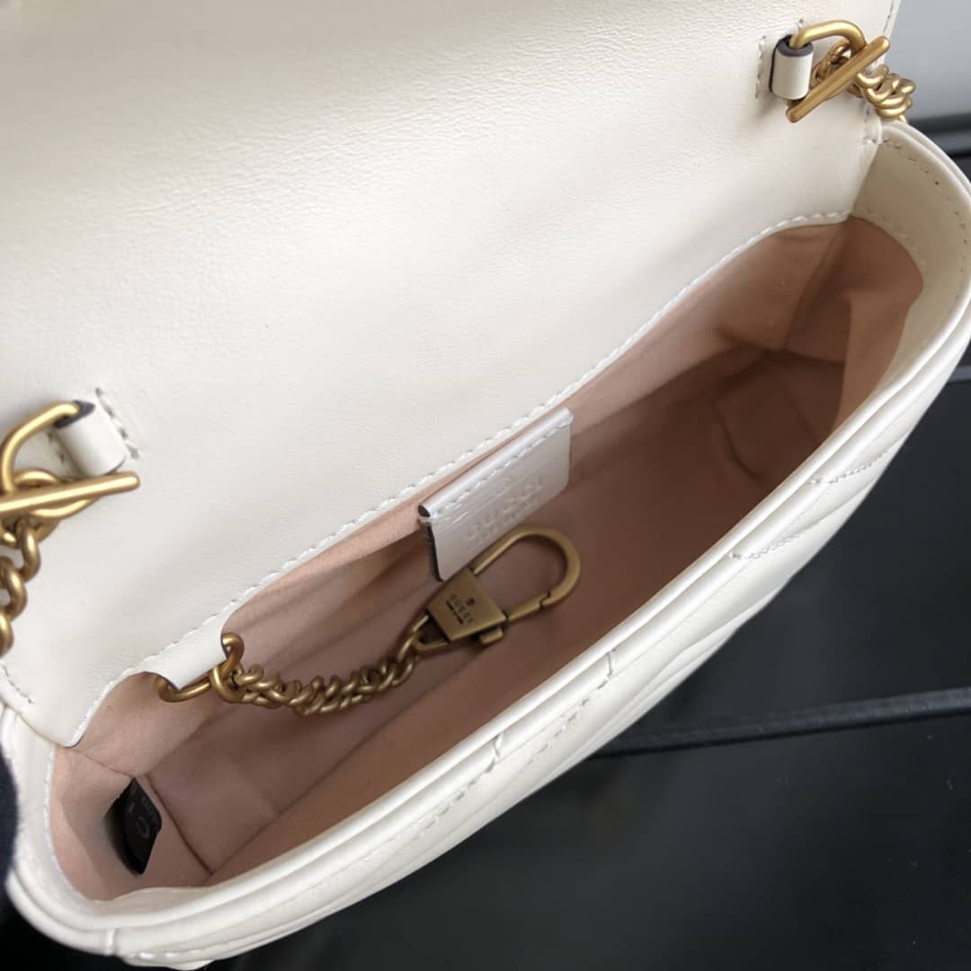 Gvc*1 GG Marmont Matelasse Leather Mini Shoulder Bag Replica White 476433