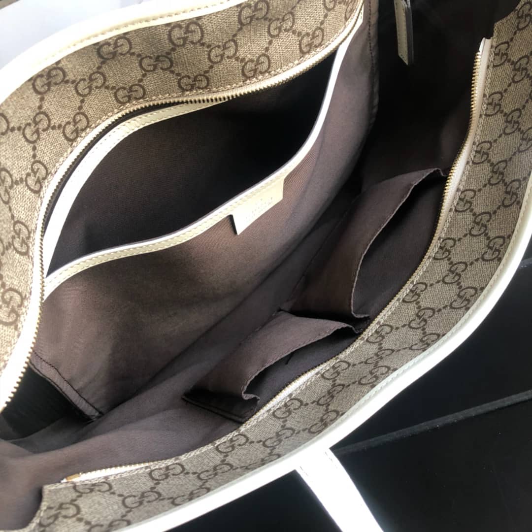 Gvc*1 GG Plus Large Zip Top PVC Replica Tote Gray White 211137