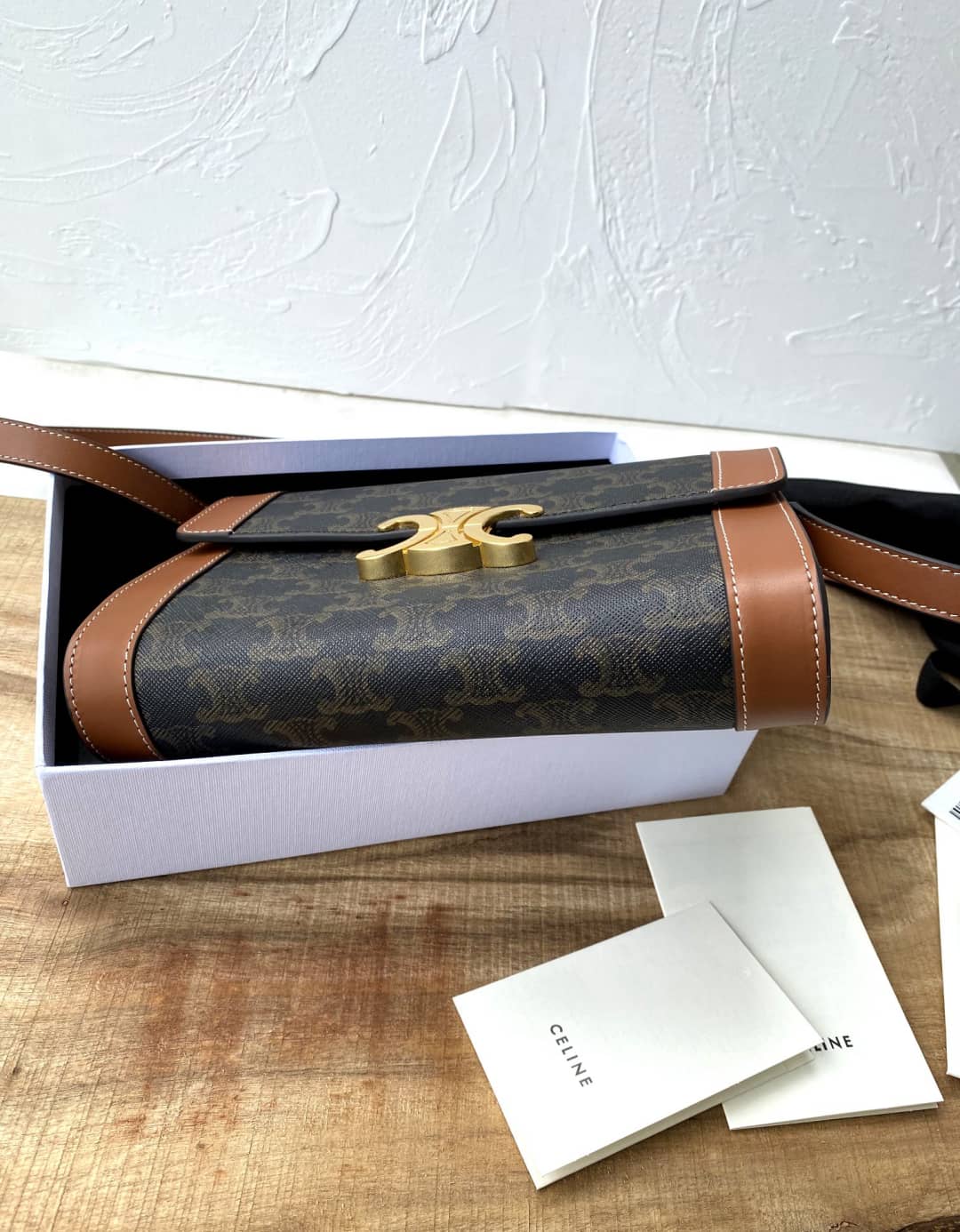 Ce1i*e Triomphe Bag Dupe Calf Leather Shoulder Strap Triomphe Replica Bag