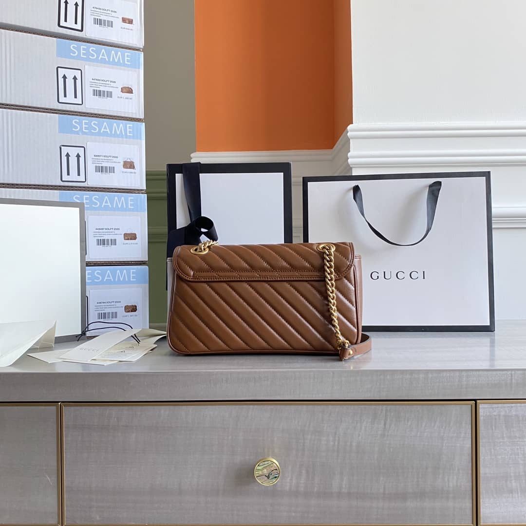 Gvc*1 GG Marmont Matelasse Shoulder Bag Replica Brown 443497