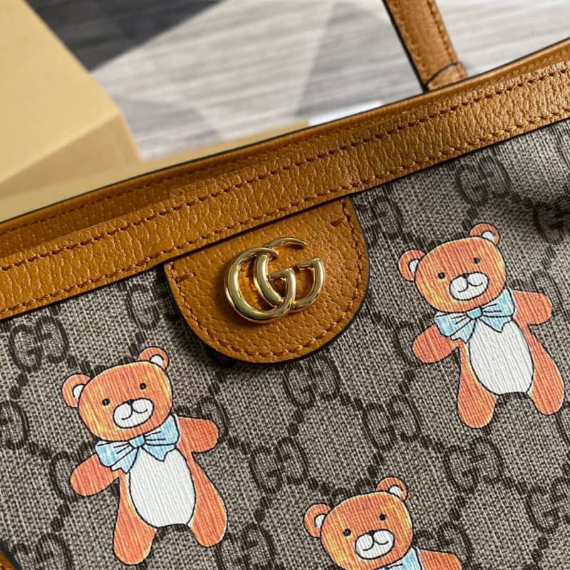 Gvc*1 Ophidia Leather Tote Replica Brown 631685