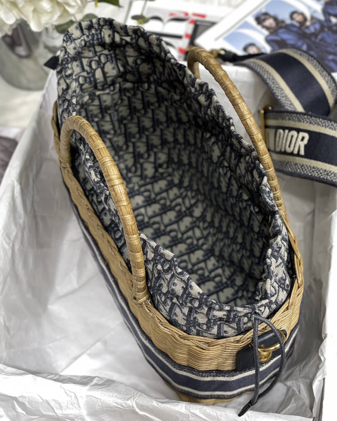 D10r Dupe Bag Medium Lady Natural Wicker