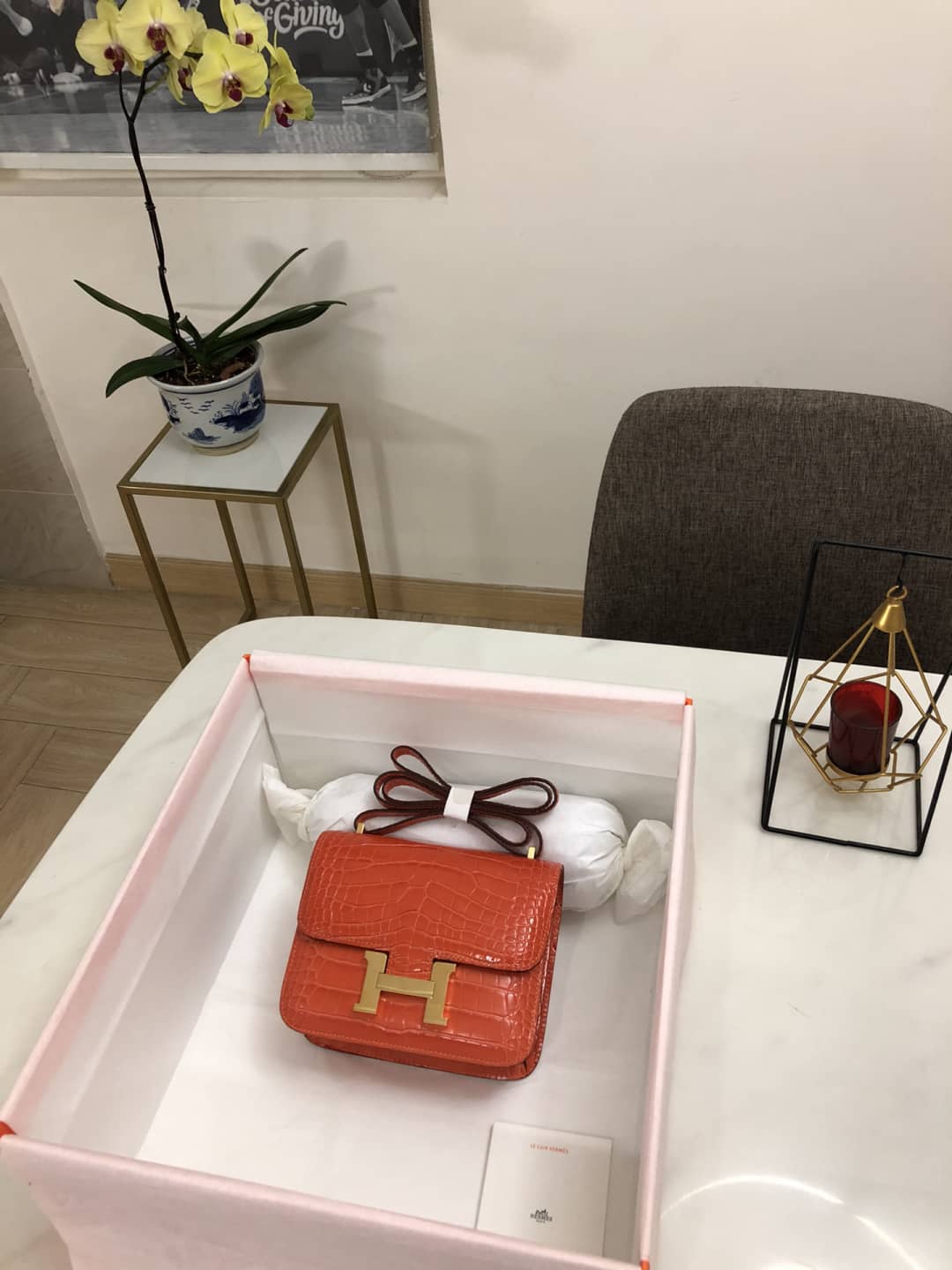 H**me5 Replica Constance 18CM Crocodile Shiny Bag