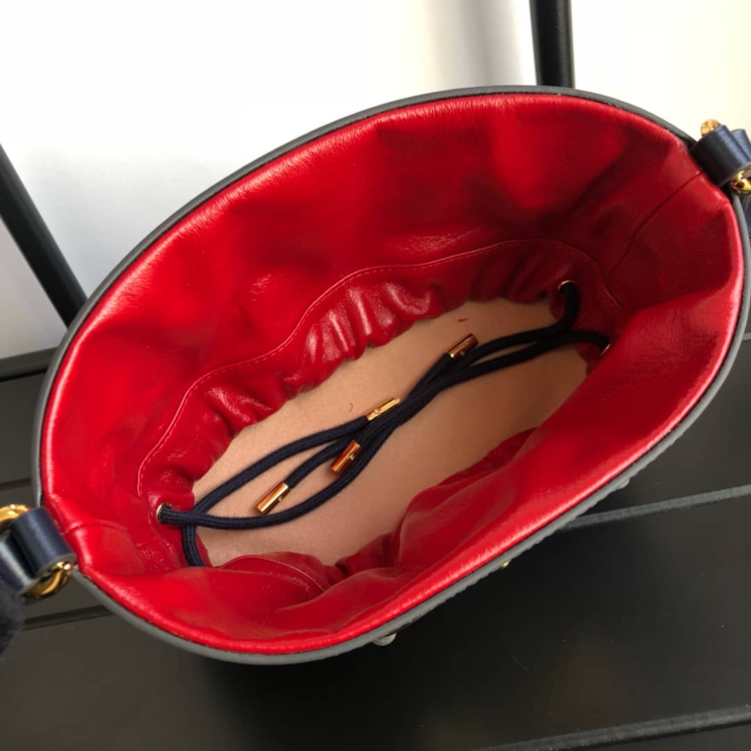 Gvc*1 1955 Horsebit Bucket Bag Replica Red Blue 602118