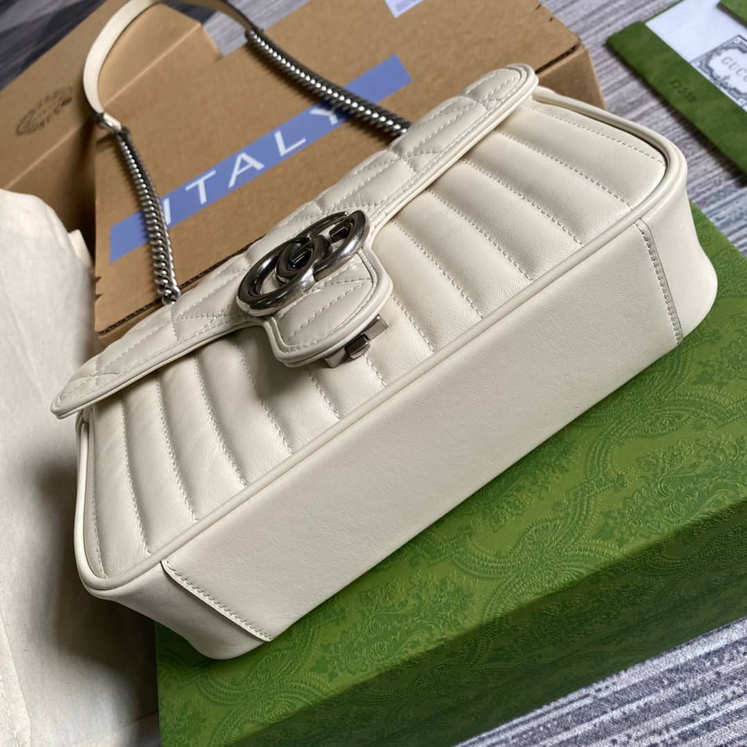 Gvc*1 GG Marmont Matelasse Shoulder Bag Replica White 443497
