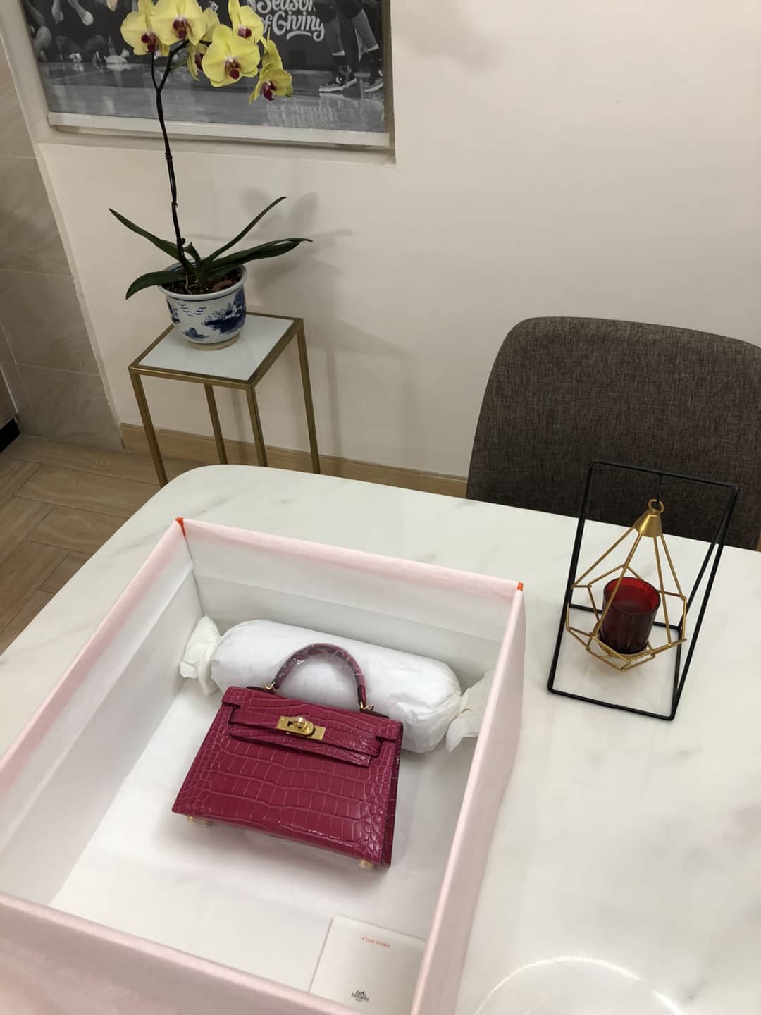 H**me5 Kelly Dupe Mini 19CM Crocodile Shiny Replica Bag