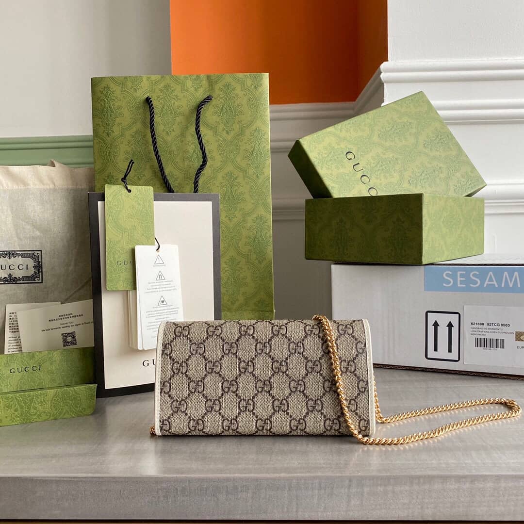 Gvc*1 Horsebit Bag Dupe 1955 Zip Around Wallet With Chain Replica White 621888