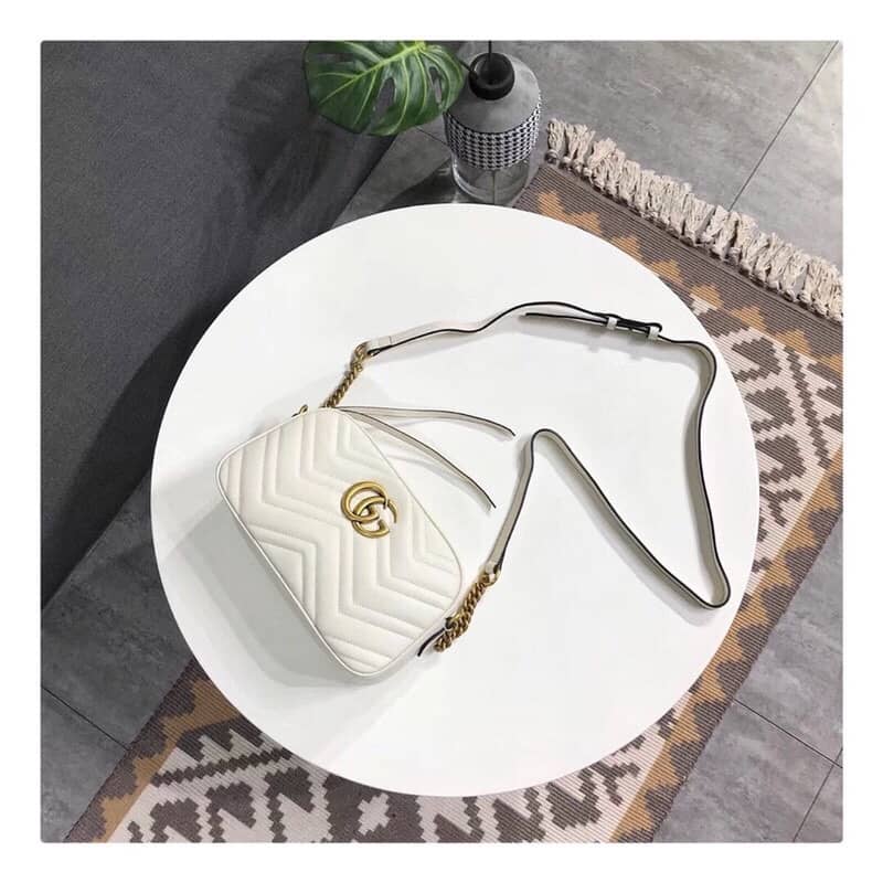 Gvc*1 GG Marmont Small Shoulder Handbag Camera Bag Replica White 447632