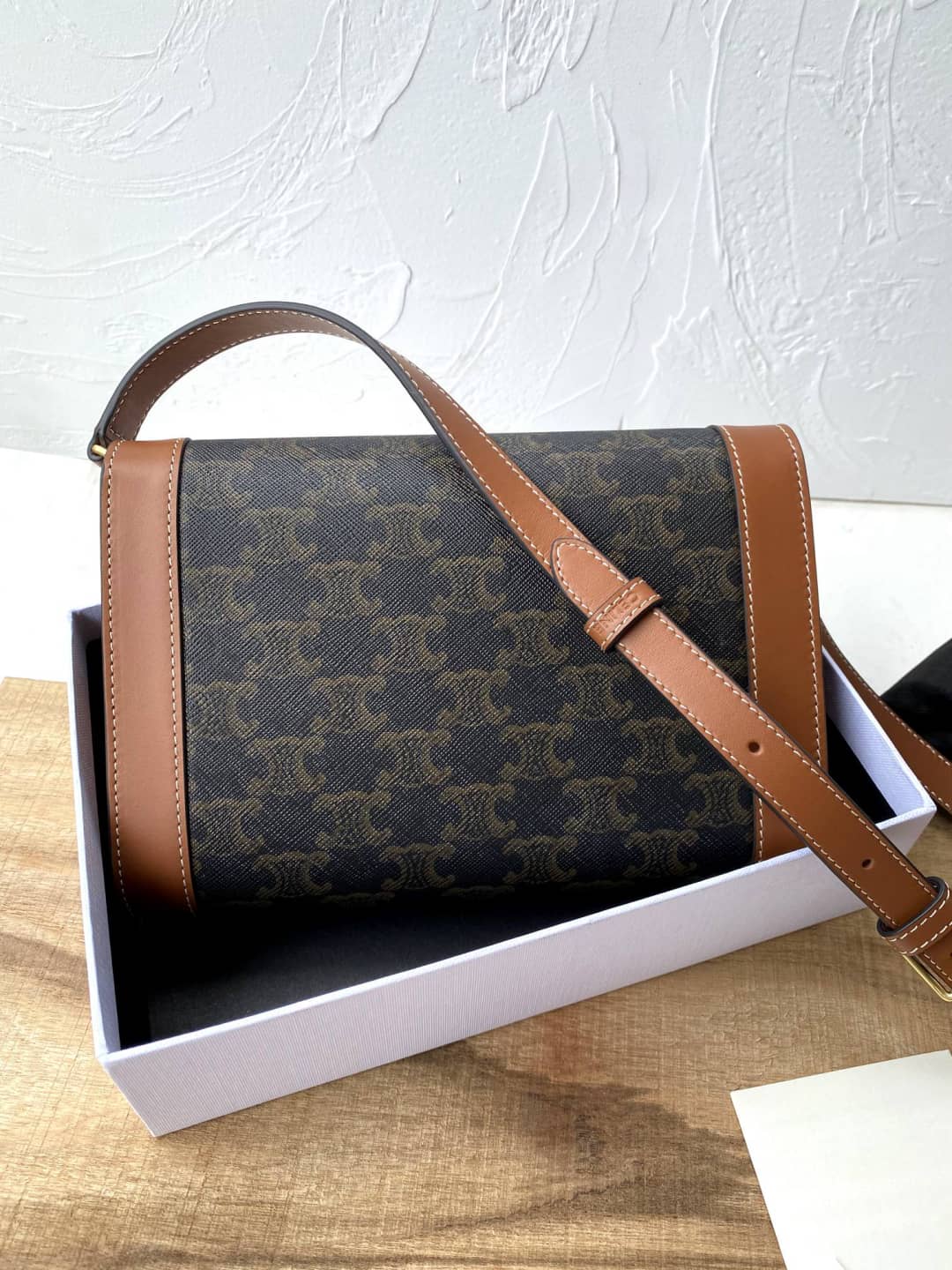 Ce1i*e Triomphe Bag Dupe Calf Leather Shoulder Strap Triomphe Replica Bag