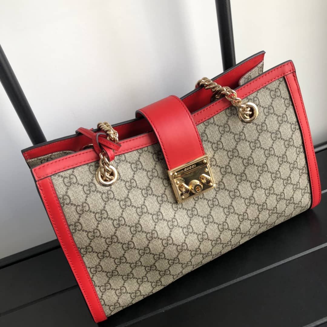 Gvc*1 Padlock Medium GG Svp*me Shoulder Bag Replica Brown Red 479197
