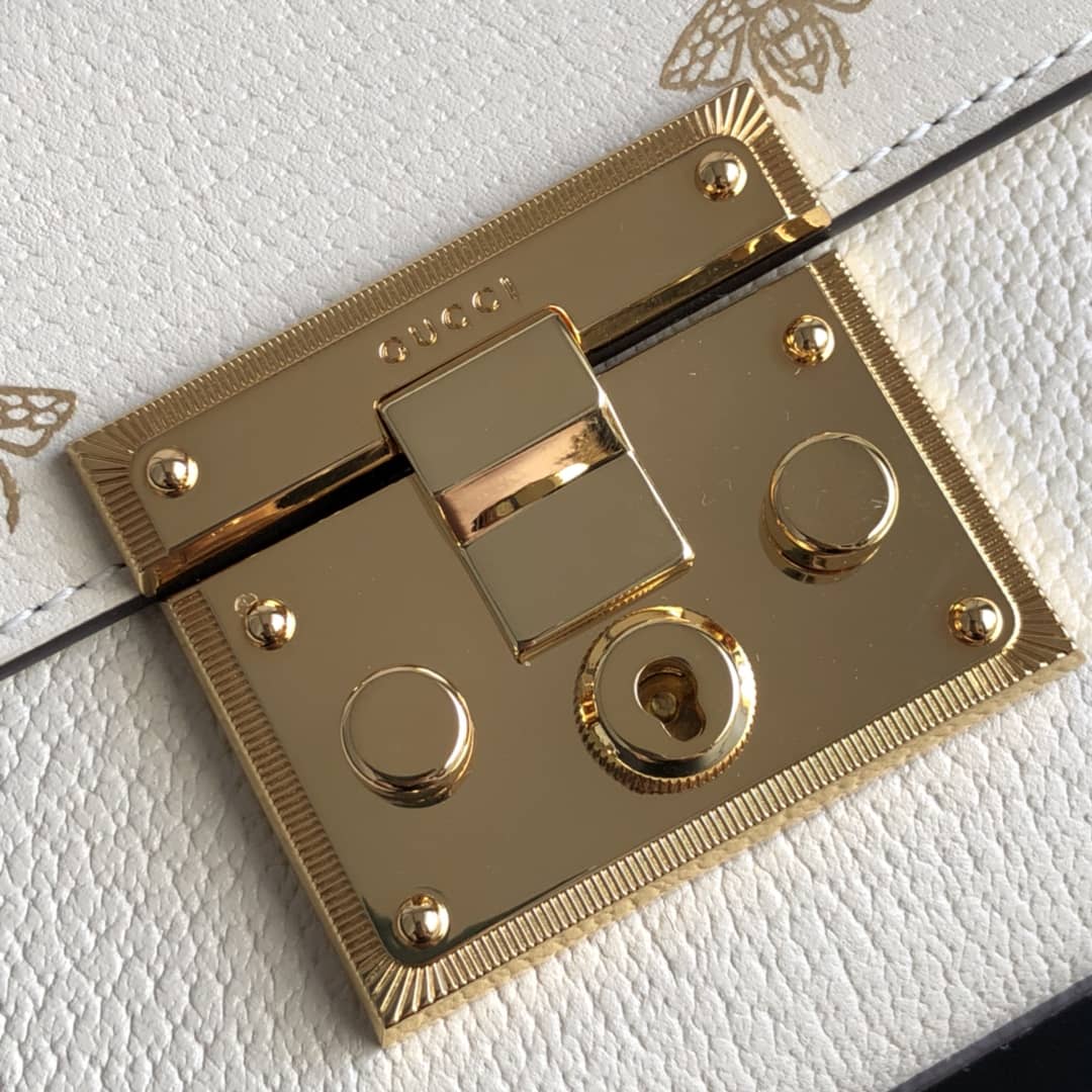 Gvc*1 Padlock Bee Star Small Shoulder Bag Replica White 432182