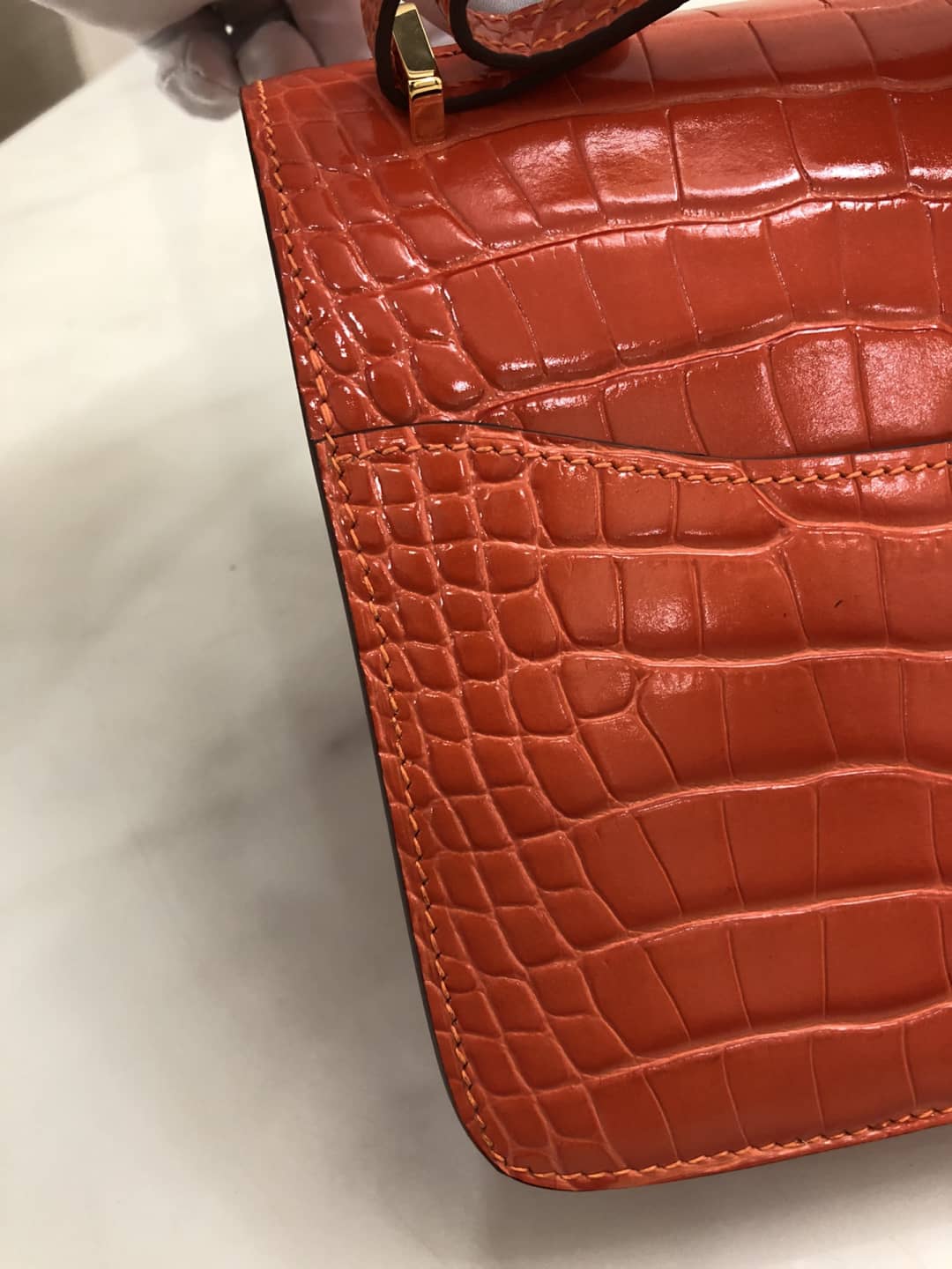 H**me5 Replica Constance 18CM Crocodile Shiny Bag