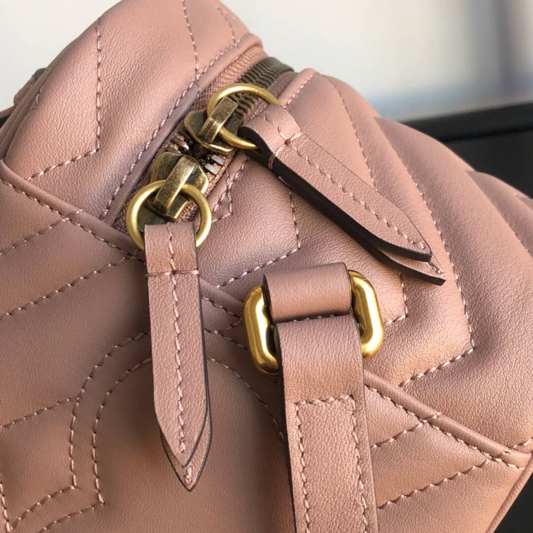 Gvc*1 GG Marmont Matelesse Mini Round Replica Backpack Pink 598594