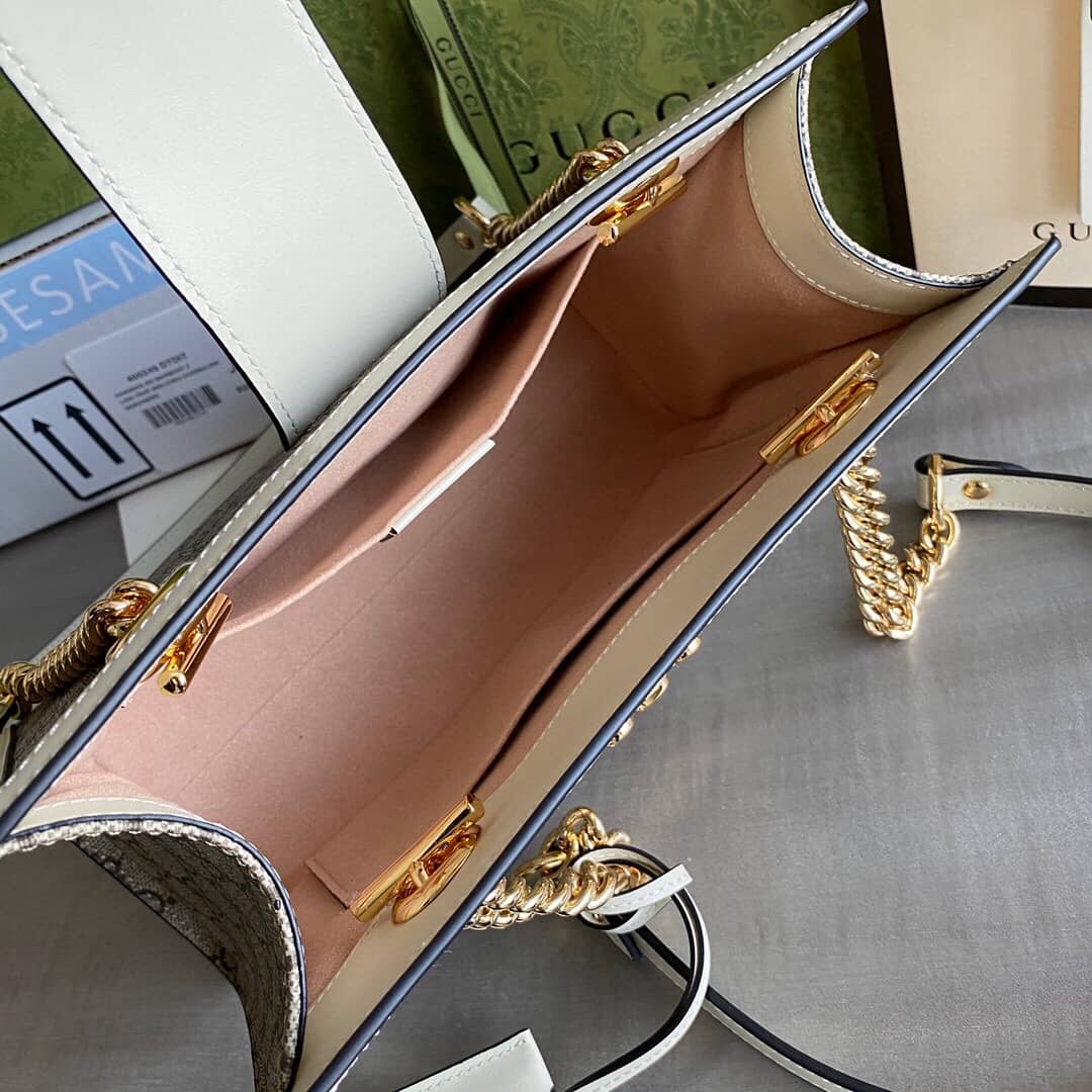 Gvc*1 Padlock Small GG Svp*me Canvas Shoulder Bag Replica White 498156