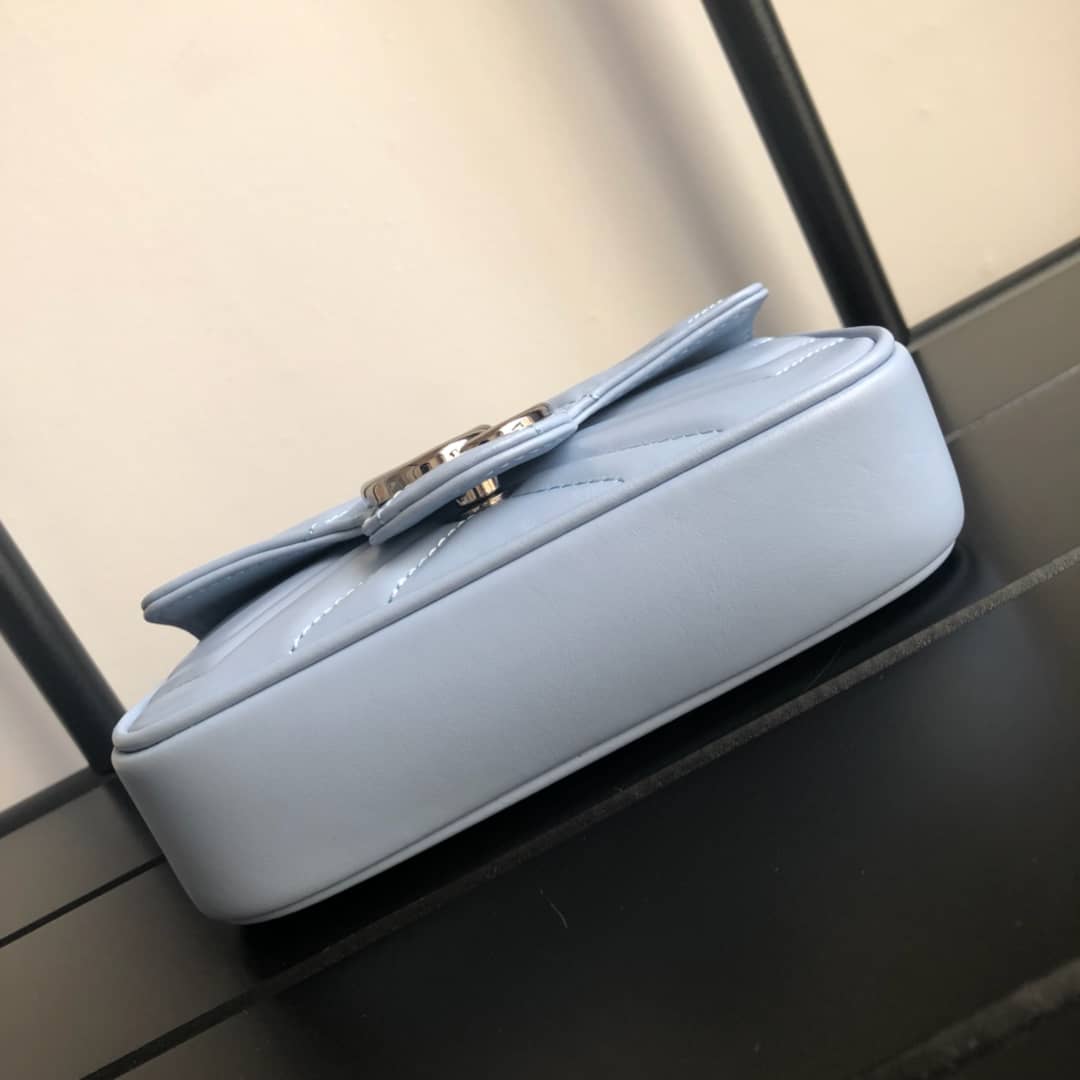 Gvc*1 GG Marmont Matelasse Leather Mini Shoulder Bag Replica Blue 476433