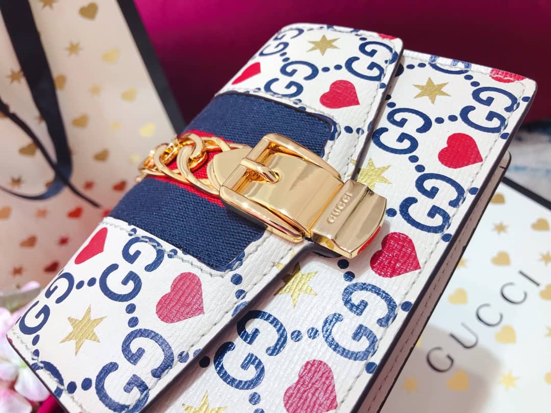 Gvc*1 Sylvie Chain Printed Leather S*per Mini Shoulder Bag Replica White 494646