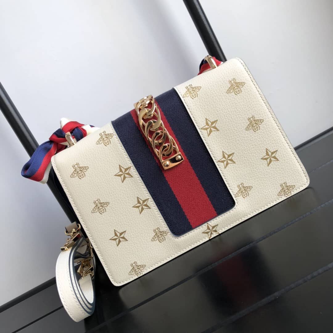 Gvc*1 Sylvie Small Leather Shoulder Bag Replica White 524405