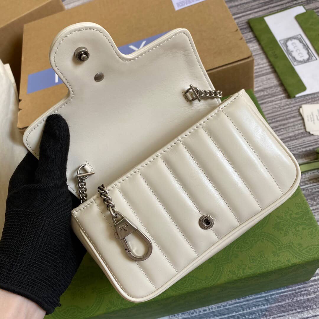 Gvc*1 GG Marmont Matelasse Leather Mini Shoulder Bag Replica White 476433