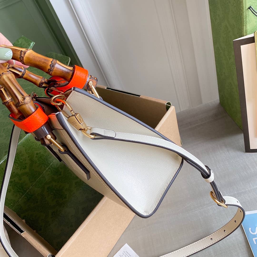 Gvc*1 Diana Mini Bamboo Tote Bag Replica White 655661