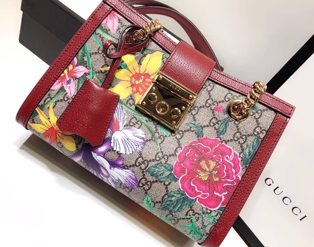 Gvc*1 Padlock Small GG Svp*me Canvas Shoulder Bag Replica Red 498156