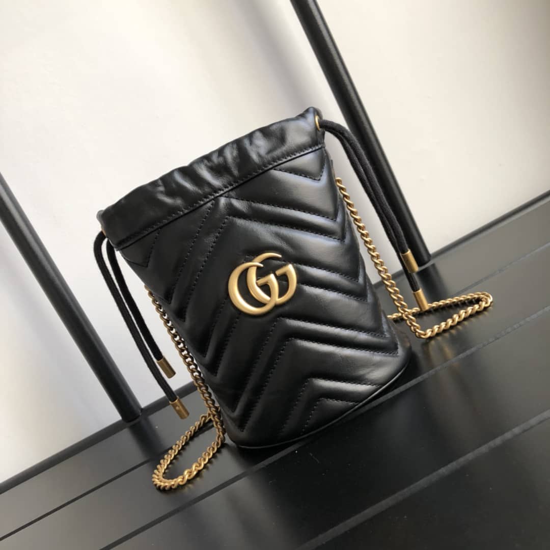 Gvc*1 GG Marmont Mini Bucket Crossbody Bag Replica Black 575163