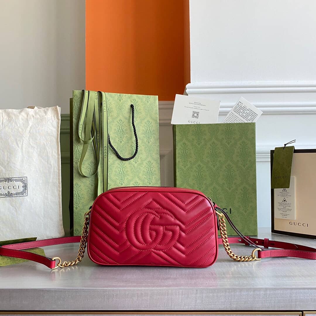 Gvc*1 GG Marmont Small Shoulder Handbag Camera Bag Replica Red 447632