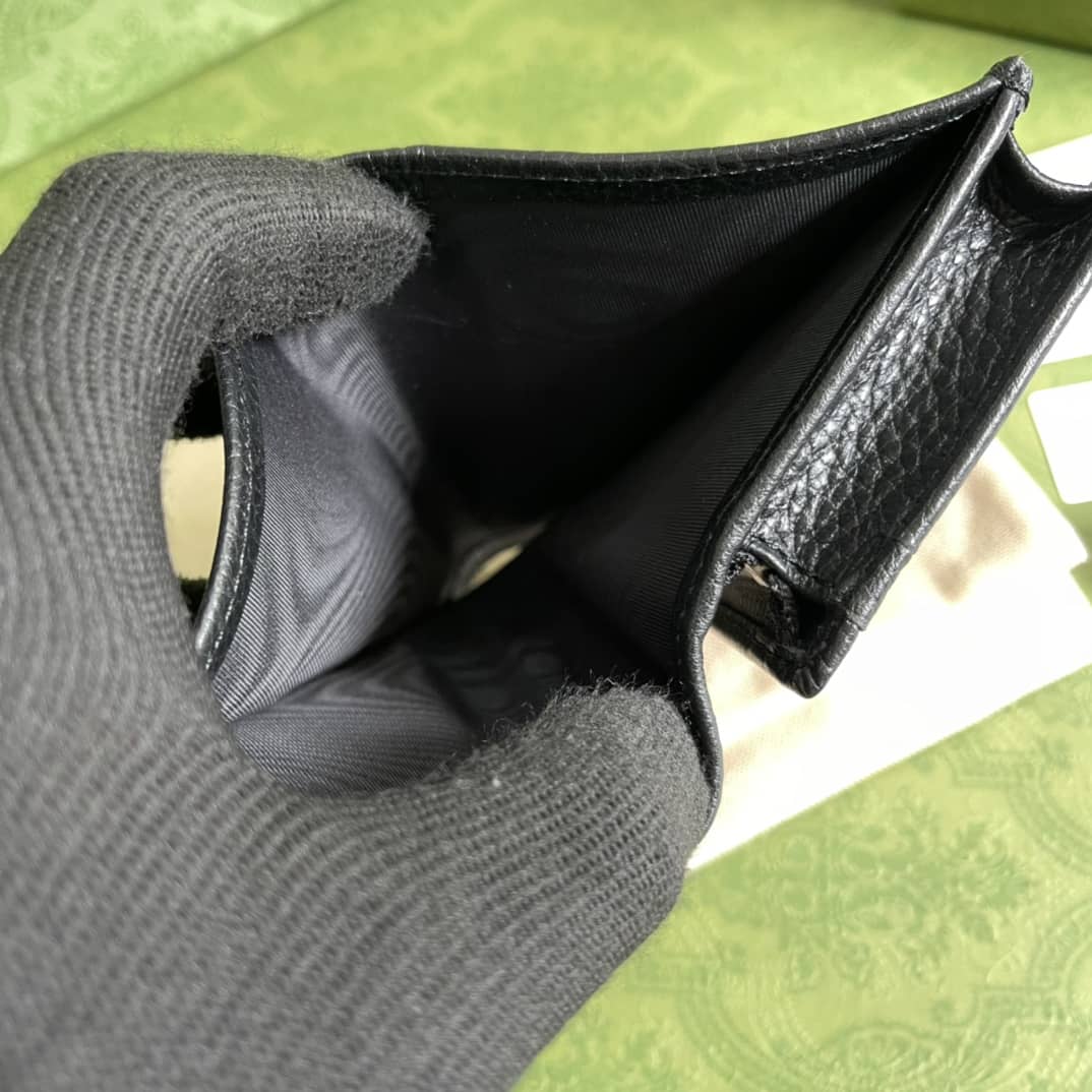 Gvc*1 GG Leather Card Case Wallet Black Replica 456126