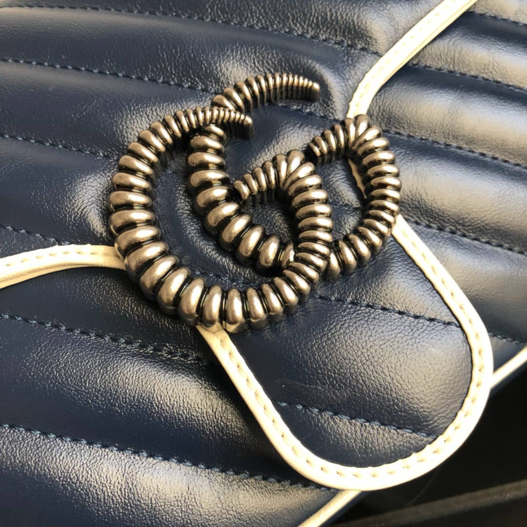 Gvc*1 GG Marmont Matelasse Shoulder Bag Replica Blue 443497