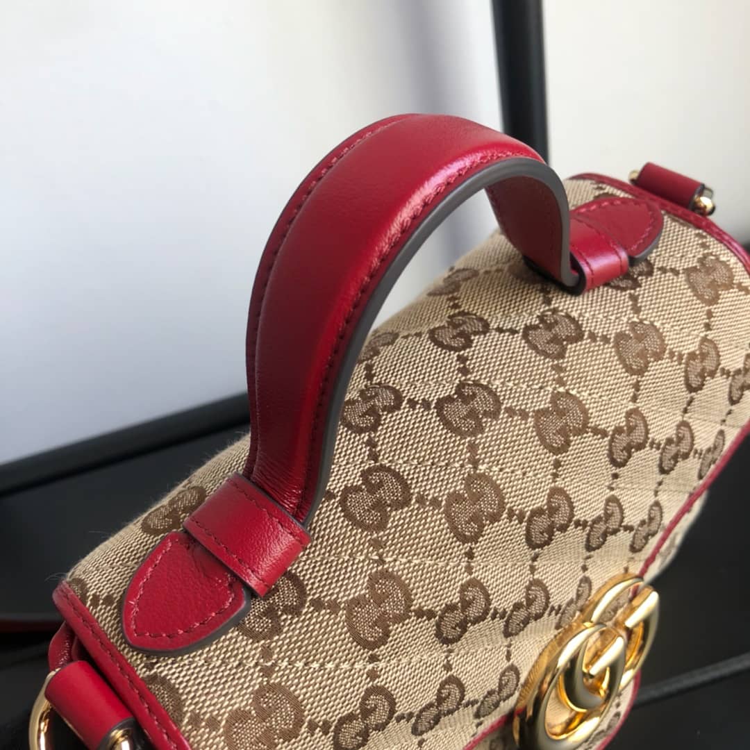 Gvc*1 GG Marmont Mini Top Handle Bag Replica Red 583571