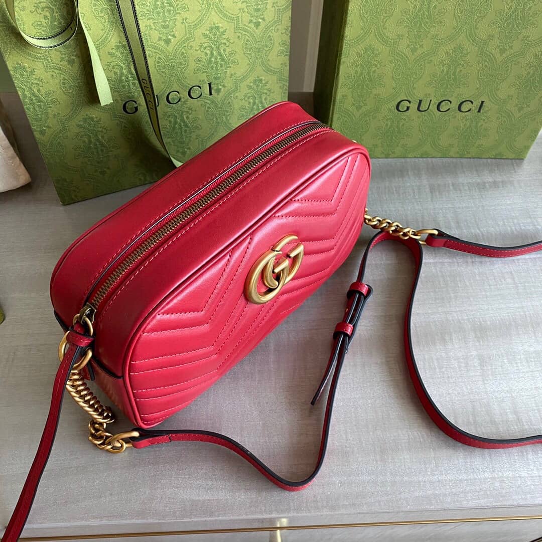 Gvc*1 GG Marmont Small Shoulder Handbag Camera Bag Replica Red 447632