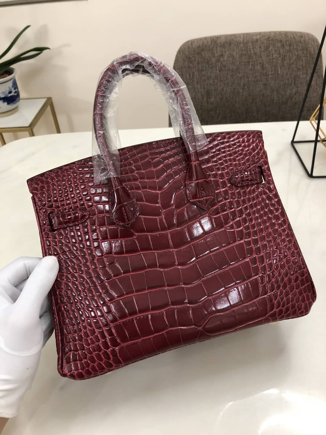 Best Replica H**me5 Birkin 25CM Crocodile Shiny Replica Bag(ColaReps)