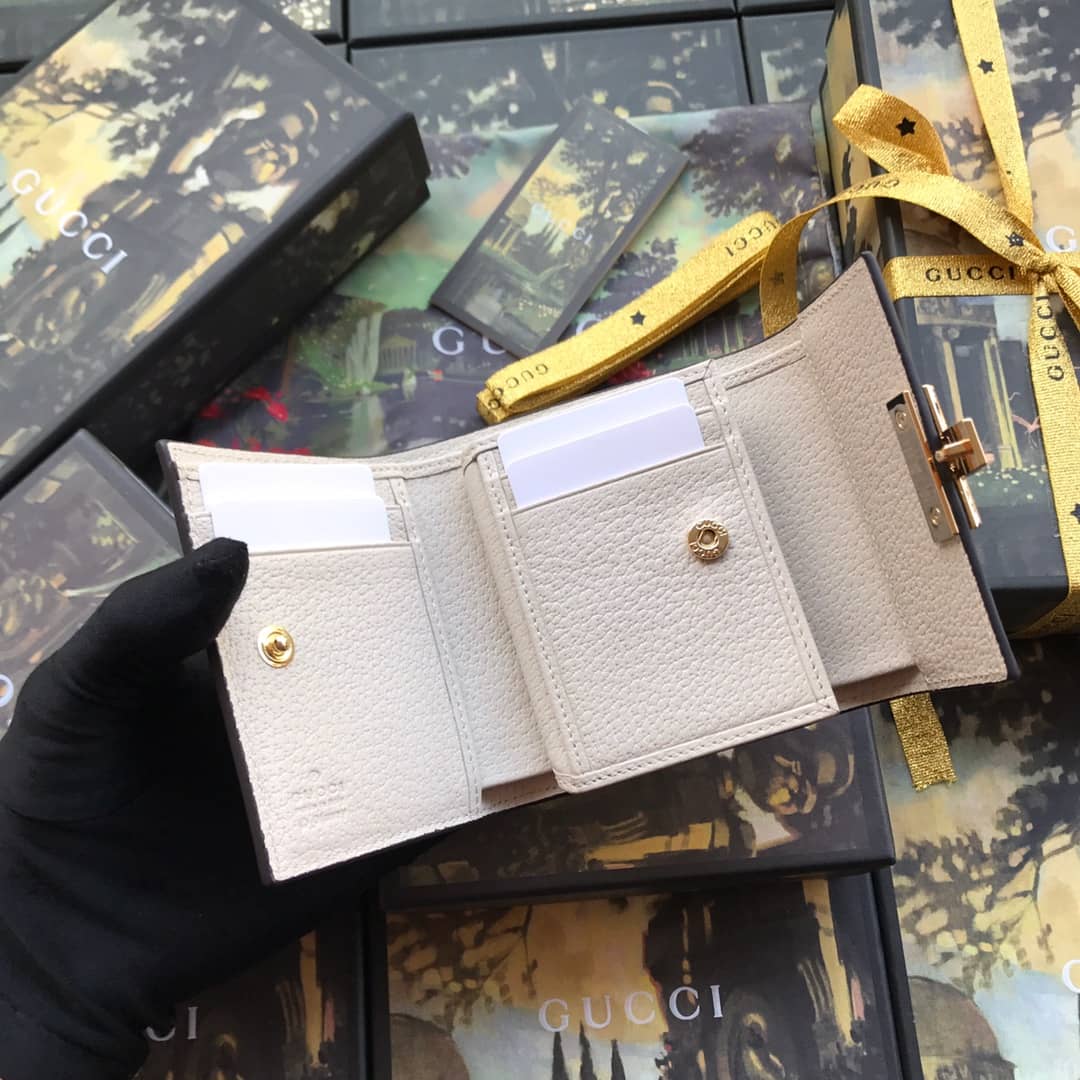 Gvc*1 Padlock Bee Star Print Calfskin Wallet Replica 453155