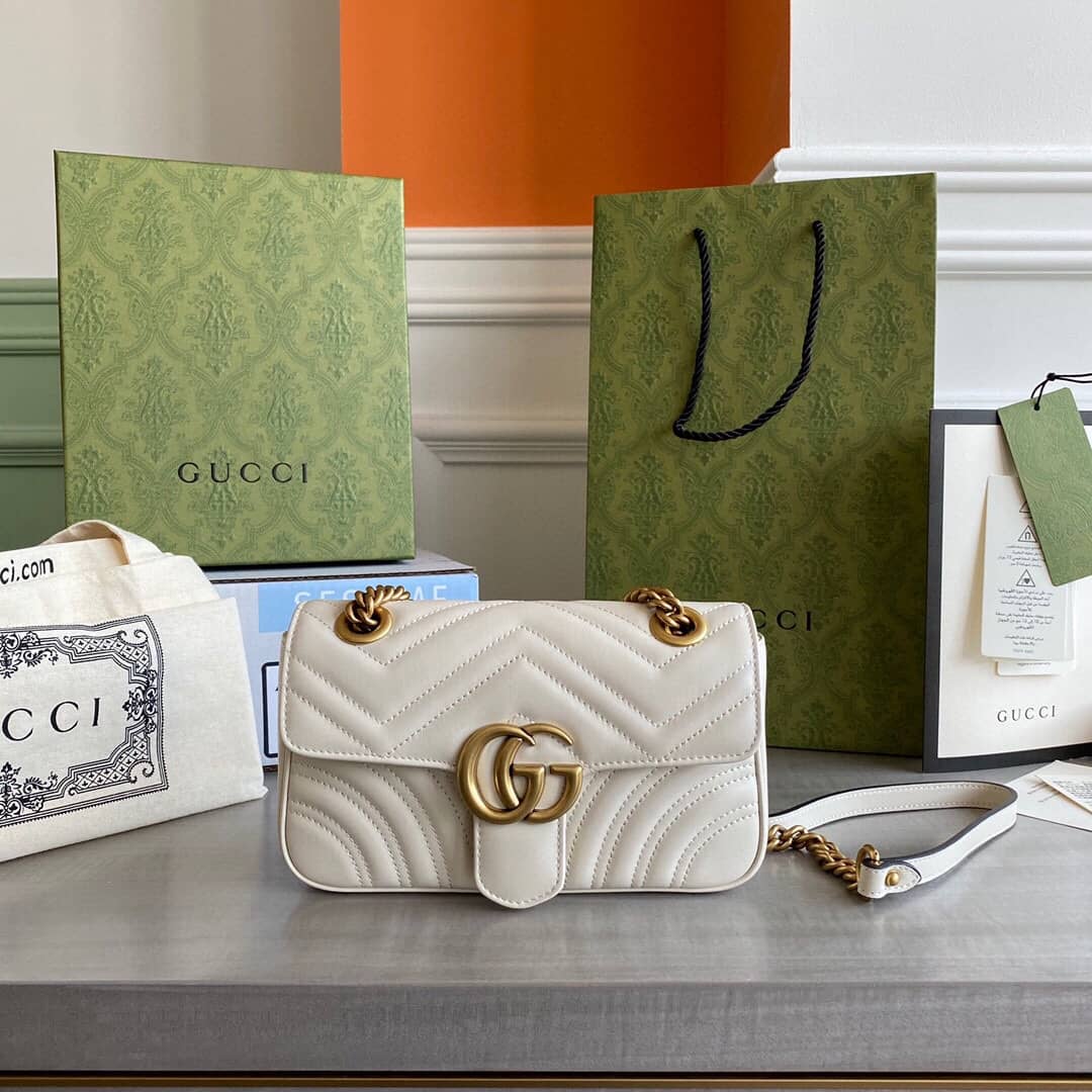 Gvc*1 GG Marmont Mini Matelasse Shoulder Bag Replica White 446744